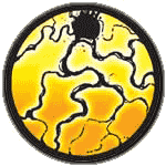 The unit's insignia is a black lightning bolt spread over a circular gold field. It is painted on 'Mechs