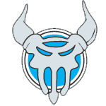 Their insignia is a horned animal skull on a white-rimmed blue circle. Per FM:Mercenaries Revised